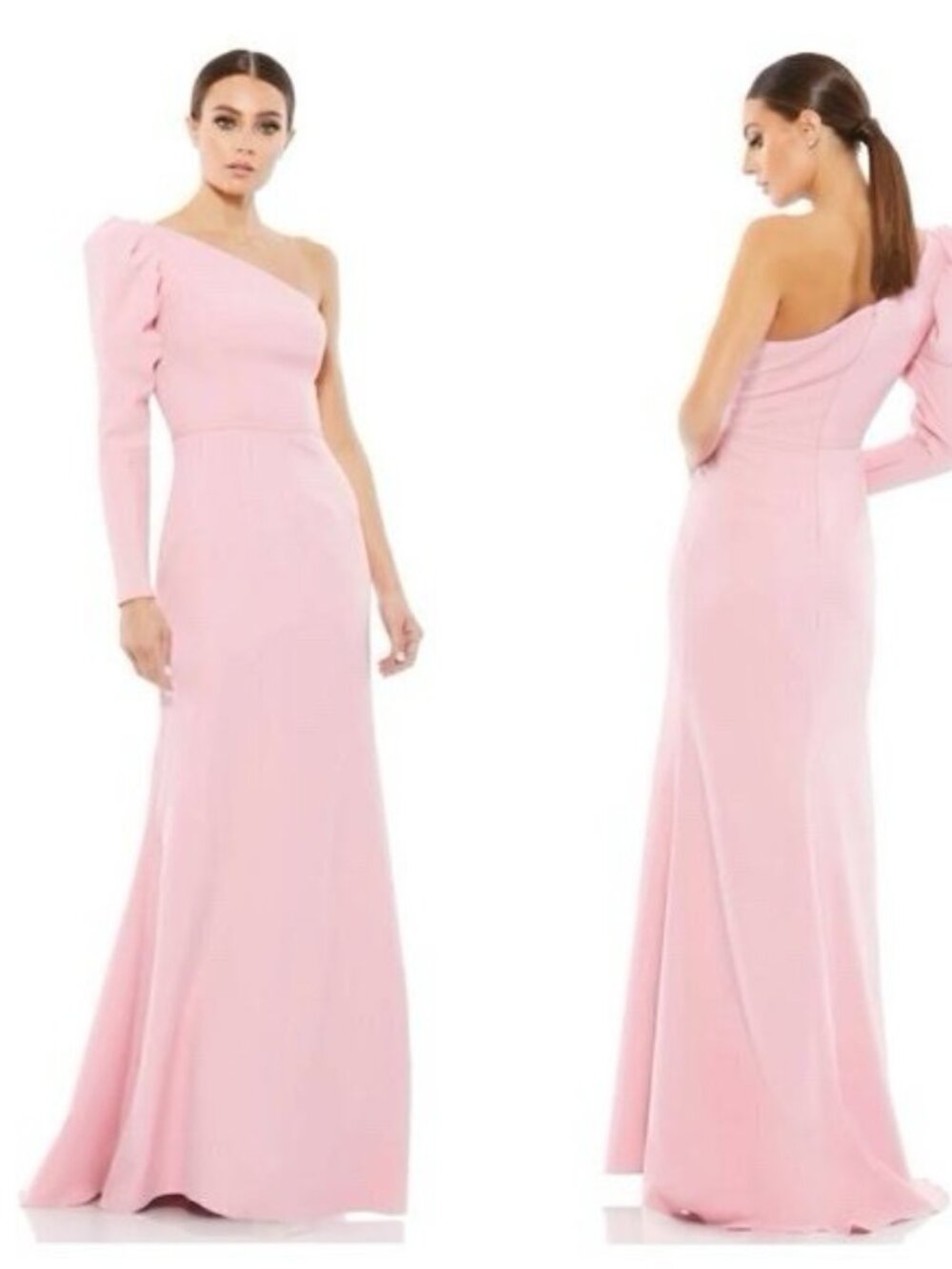 Mac Duggal Size 6 Pink 70149 One Shoulder Puff Sleeve Gown Dress Prom Formal NWT